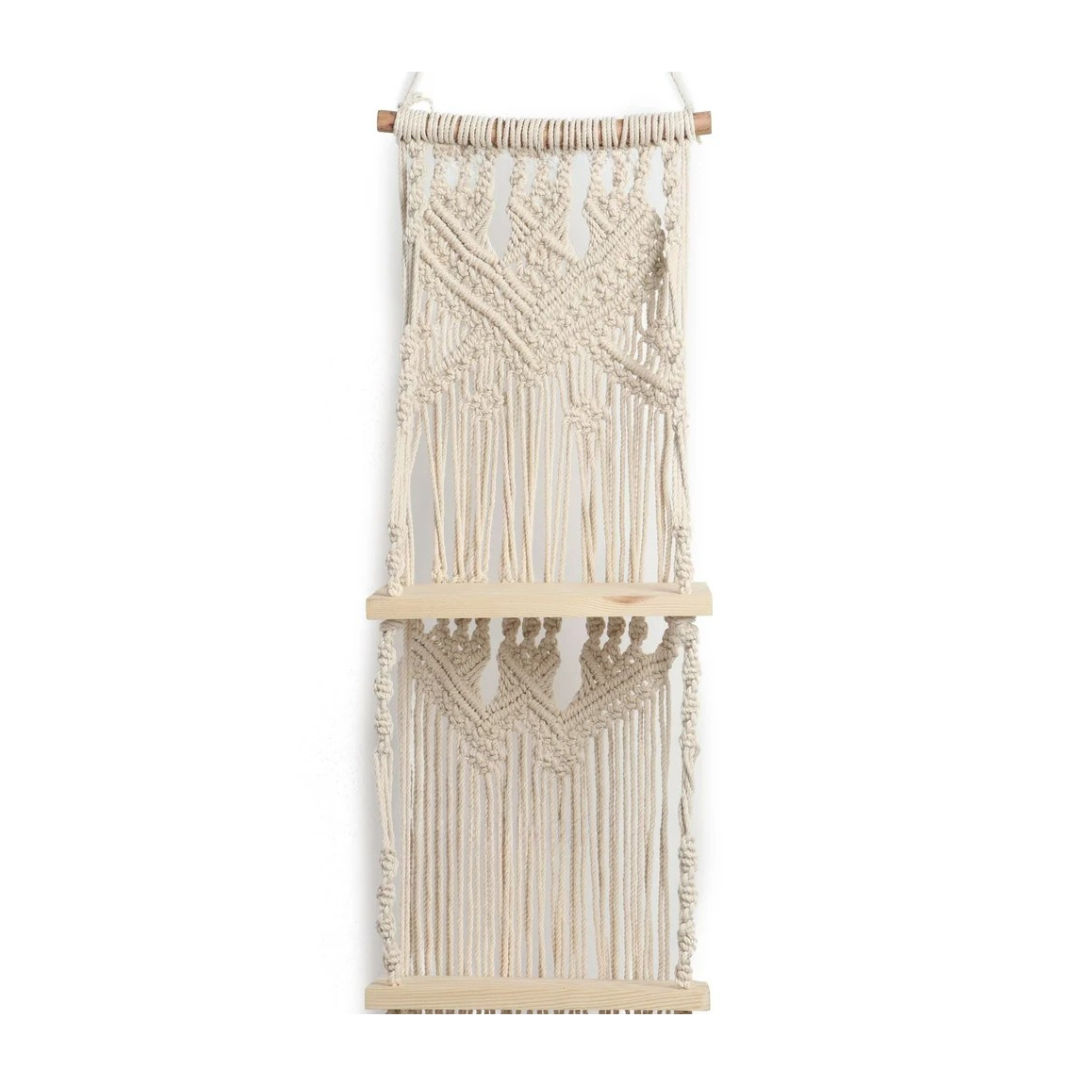 Contemporary Macrame Floating Plant Shelf Eco Friendly Wall Accent